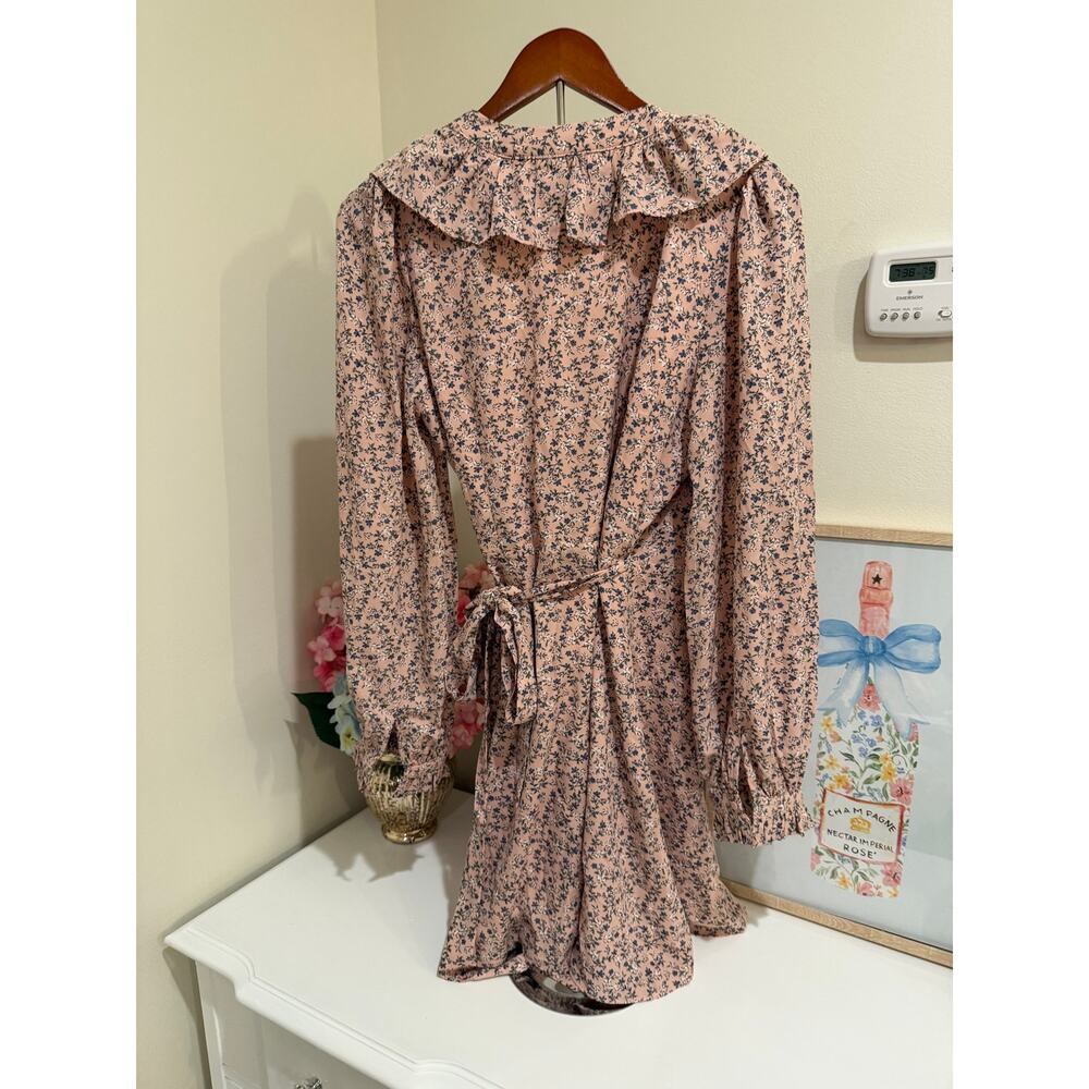 β¨ Free the Rose Pink for Anthropologie-Floral Ruffle Wrap Dress β NWT β¨ - Picture 2 of 6